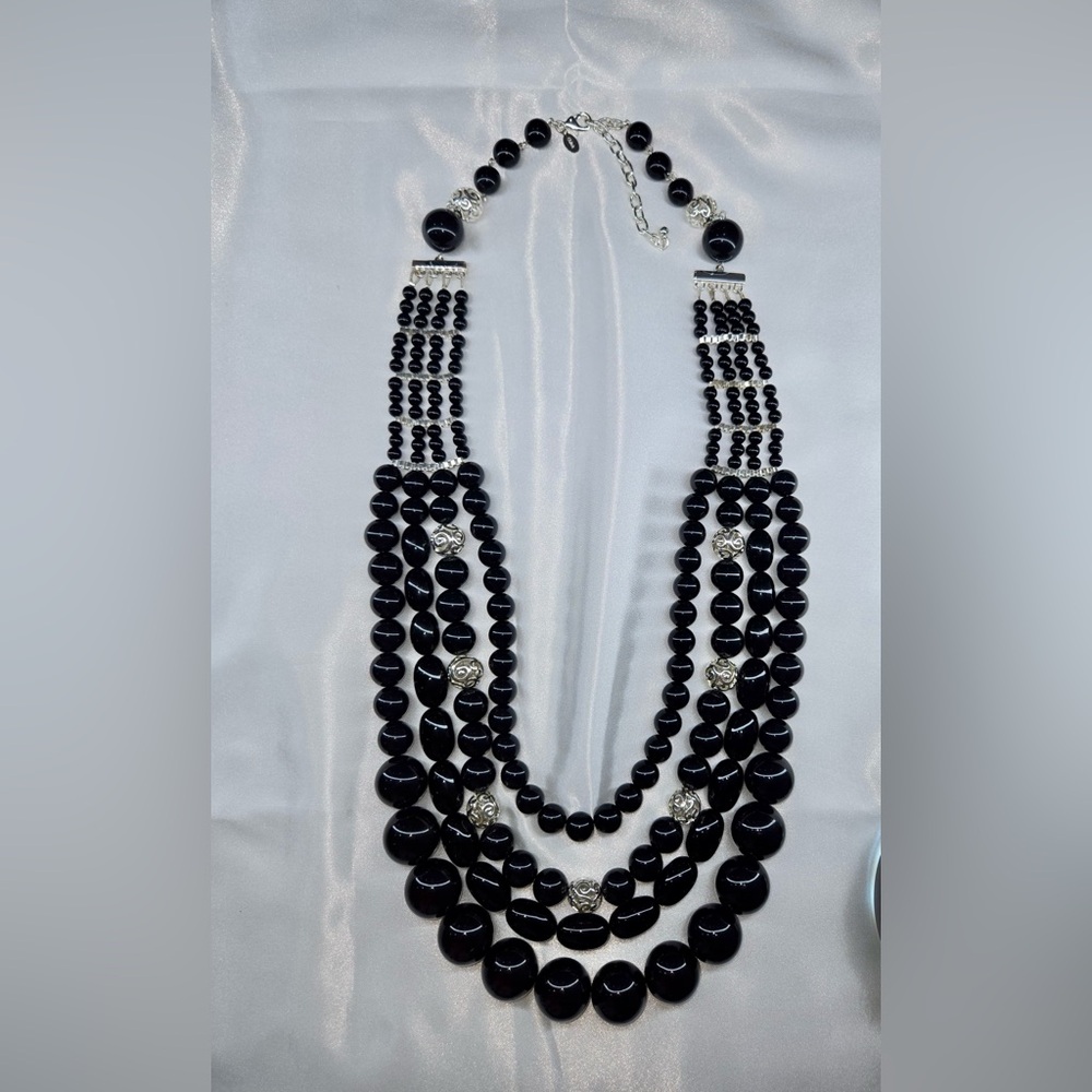 Sophisticated Black Beaded Necklace